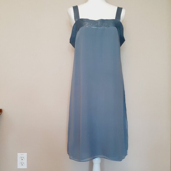 Eileen Fisher Layered   silk Shift Dress Sequin rows across top - Picture 1 of 14
